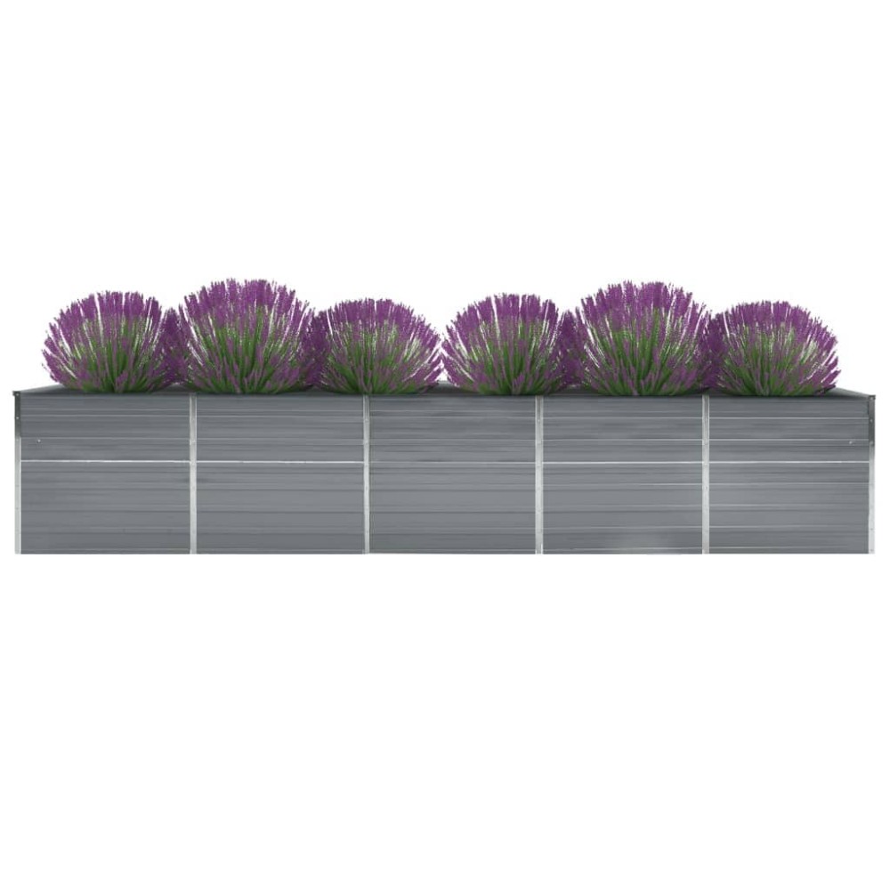 vidaXL Ζαρντινιέρα Υπερυψωμένη Γκρι 400x80x45 εκ. Γαλβαν. Χάλυβας