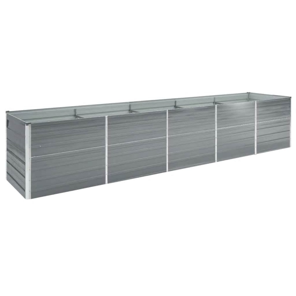 vidaXL Ζαρντινιέρα Υπερυψωμένη Γκρι 400x80x45 εκ. Γαλβαν. Χάλυβας