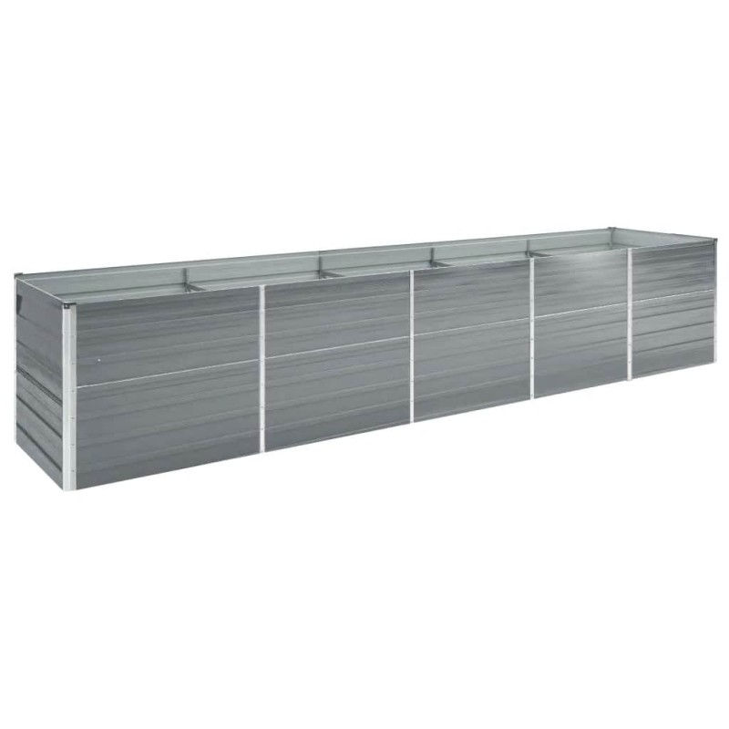 vidaXL Ζαρντινιέρα Υπερυψωμένη Γκρι 400x80x45 εκ. Γαλβαν. Χάλυβας