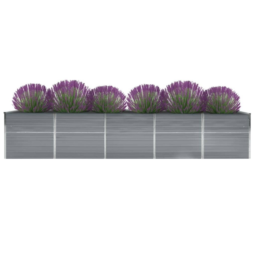 vidaXL Ζαρντινιέρα Υπερυψωμένη Γκρι 400x80x77 εκ. Γαλβαν. Χάλυβας