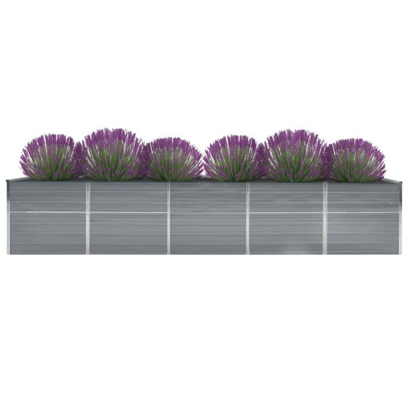 vidaXL Ζαρντινιέρα Υπερυψωμένη Γκρι 400x80x77 εκ. Γαλβαν. Χάλυβας