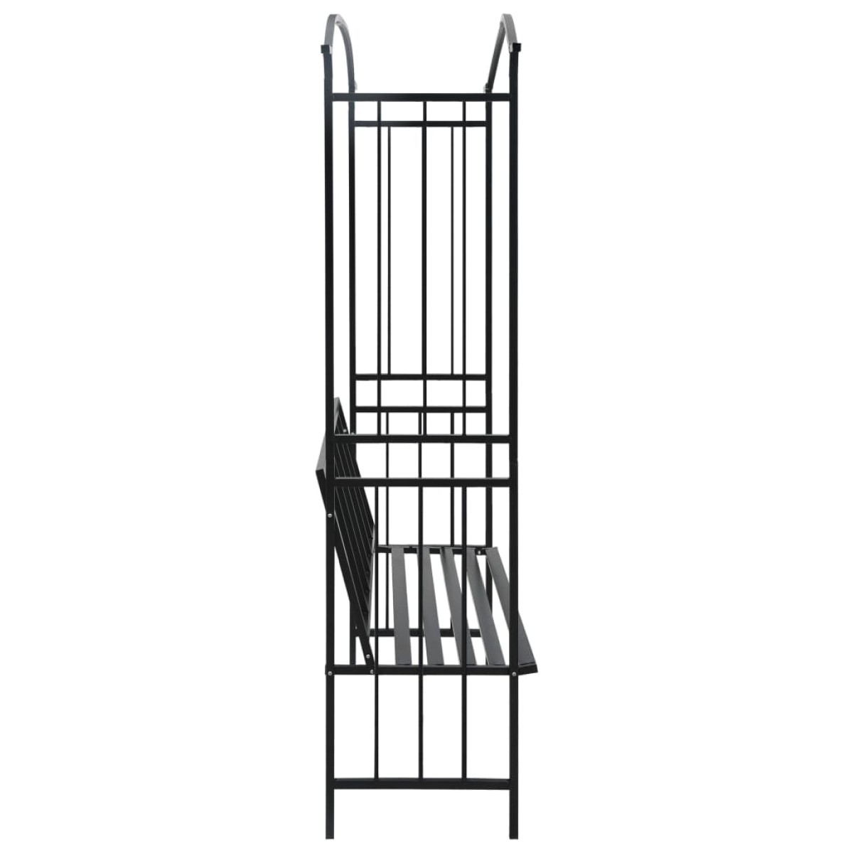vidaXL Αψίδα Κήπου με Παγκάκι Μαύρη 128 x 50 x 207 εκ. Σιδερένια