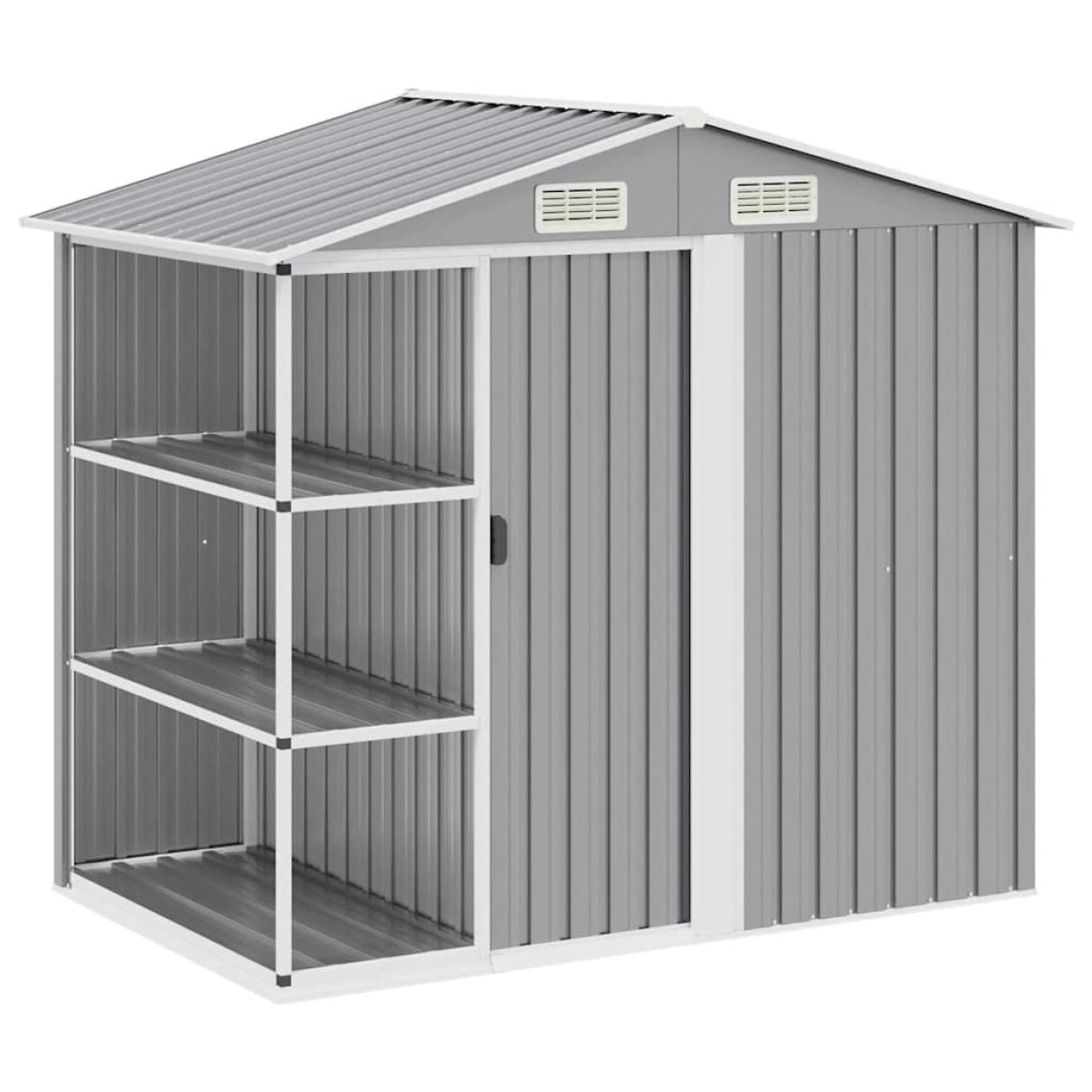 vidaXL Αποθήκη Κήπου με Ράφια Γκρι 205 x 130 x 183 εκ. Σιδερένια