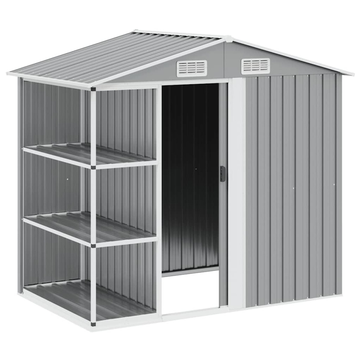 vidaXL Αποθήκη Κήπου με Ράφια Γκρι 205 x 130 x 183 εκ. Σιδερένια