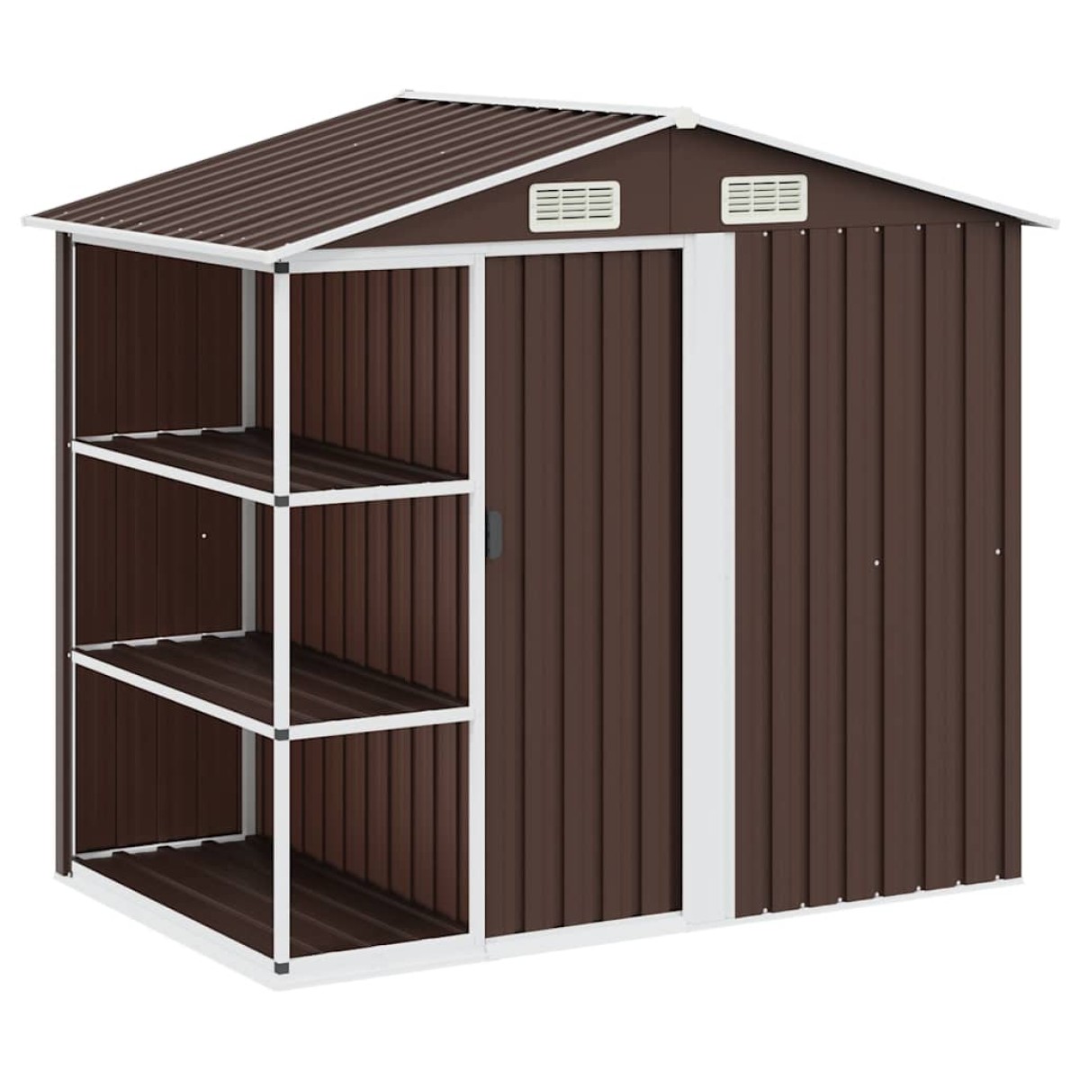 vidaXL Αποθήκη Κήπου με Ράφια Καφέ 205 x 130 x 183 εκ. Σιδερένια