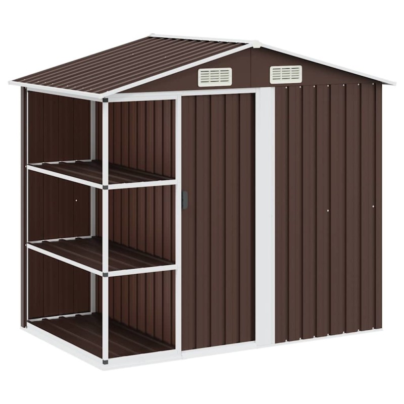 vidaXL Αποθήκη Κήπου με Ράφια Καφέ 205 x 130 x 183 εκ. Σιδερένια