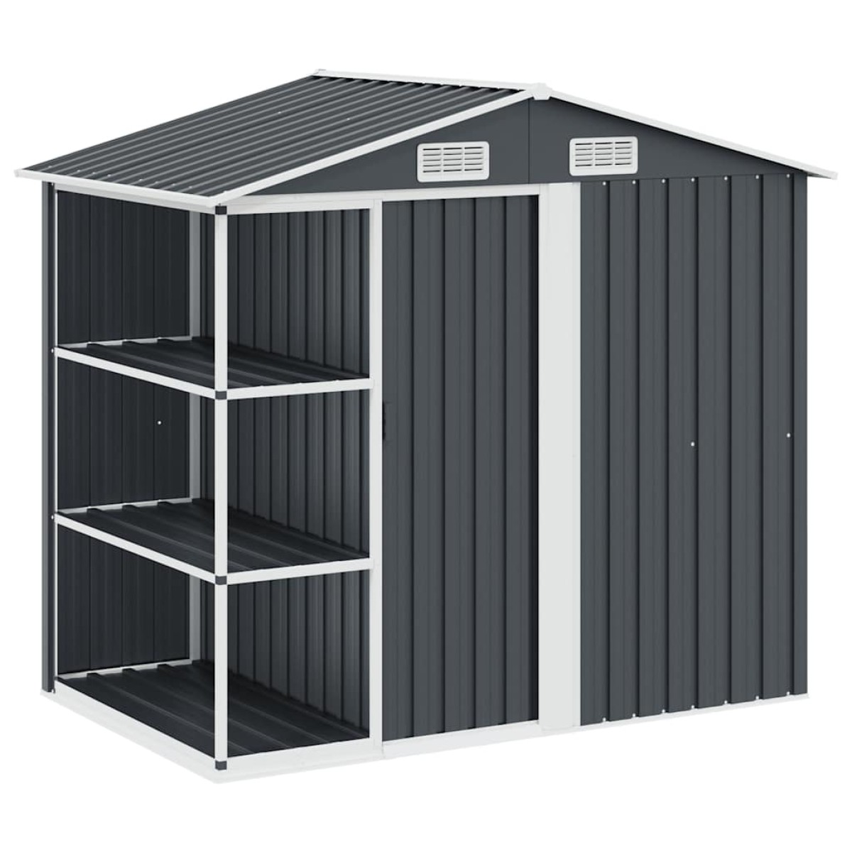 vidaXL Αποθήκη Κήπου με Ράφια Ανθρακί 205 x 130 x 183 εκ. Σιδερένια