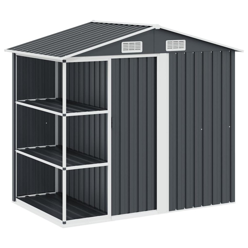 vidaXL Αποθήκη Κήπου με Ράφια Ανθρακί 205 x 130 x 183 εκ. Σιδερένια