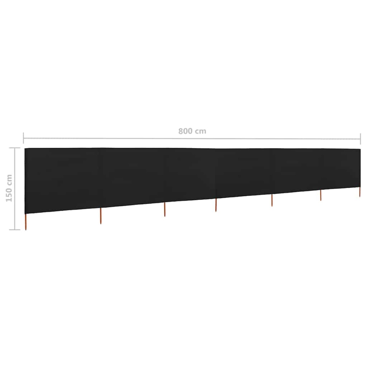 vidaXL Προστατευτικό Αέρα με 6 Πάνελ Μαύρο 800 x 120 εκ. Υφασμάτινο