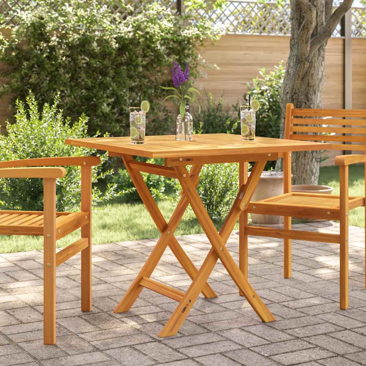 vidaXL Τραπέζι Κήπου Πτυσσόμενο 85 x 85 x 76 εκ. από Μασίφ Ξύλο Teak