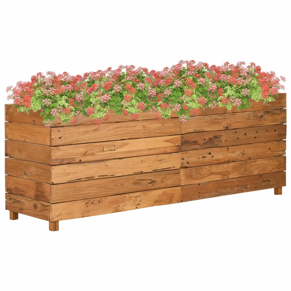 vidaXL Ζαρντινιέρα Υπερυψωμένη 150x40x55 εκ. Ανακυκλ. Ξύλο Teak/Ατσάλι