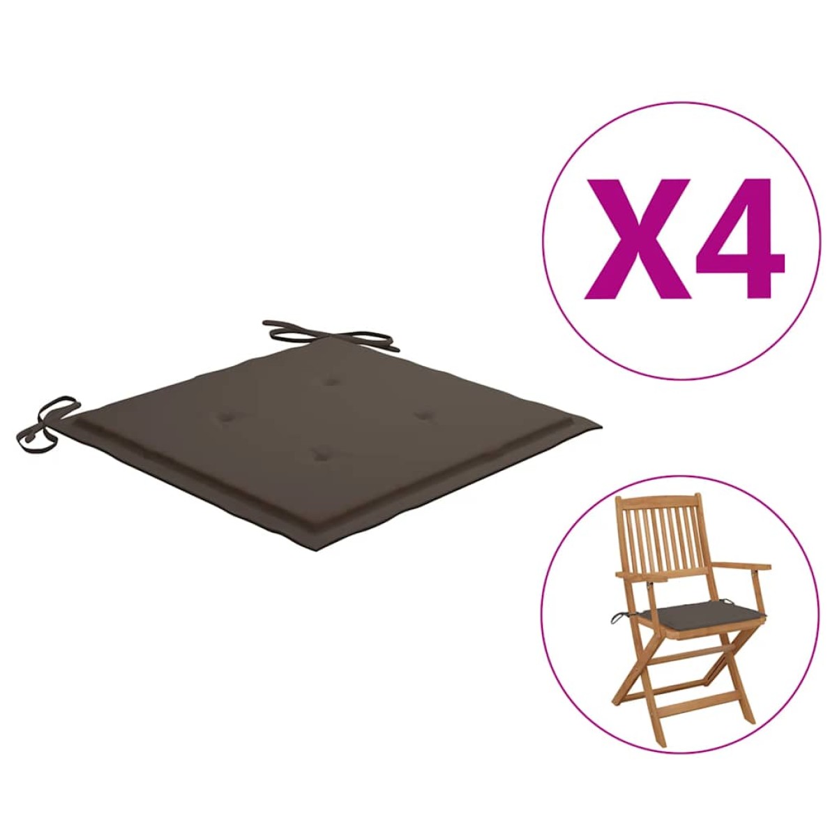 vidaXL Μαξιλάρια Καρέκλας Κήπου 4 τεμ. Taupe 40x40x3 εκ. Υφασμάτινα