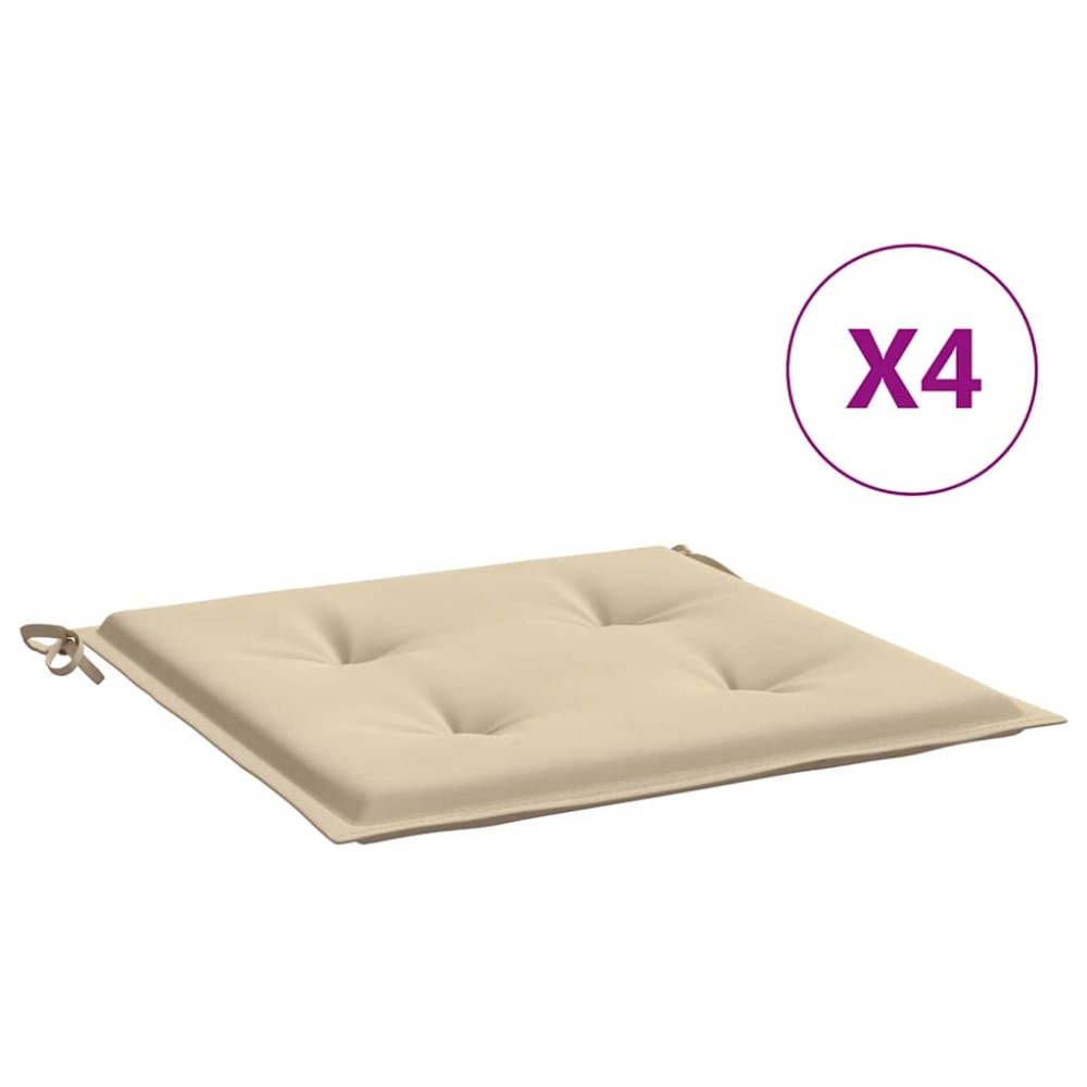 vidaXL Μαξιλάρια Καρέκλας Κήπου 4 τεμ. Μπεζ 40x40x4 εκ. Υφασμάτινα