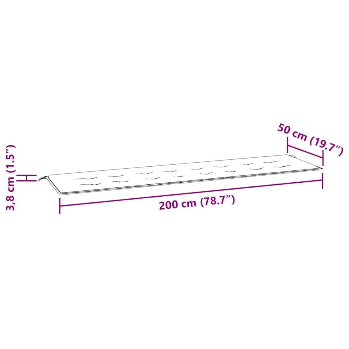 vidaXL Μαξιλάρι Πάγκου Κήπου Μαύρο 180x50x3 εκ. Ύφασμα Oxford