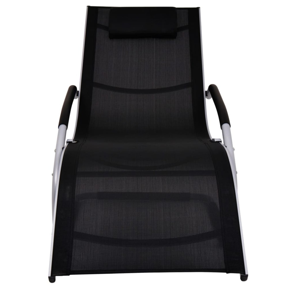 vidaXL Ξαπλώστρα Μαύρη από Αλουμίνιο / Textilene με Μαξιλάρι