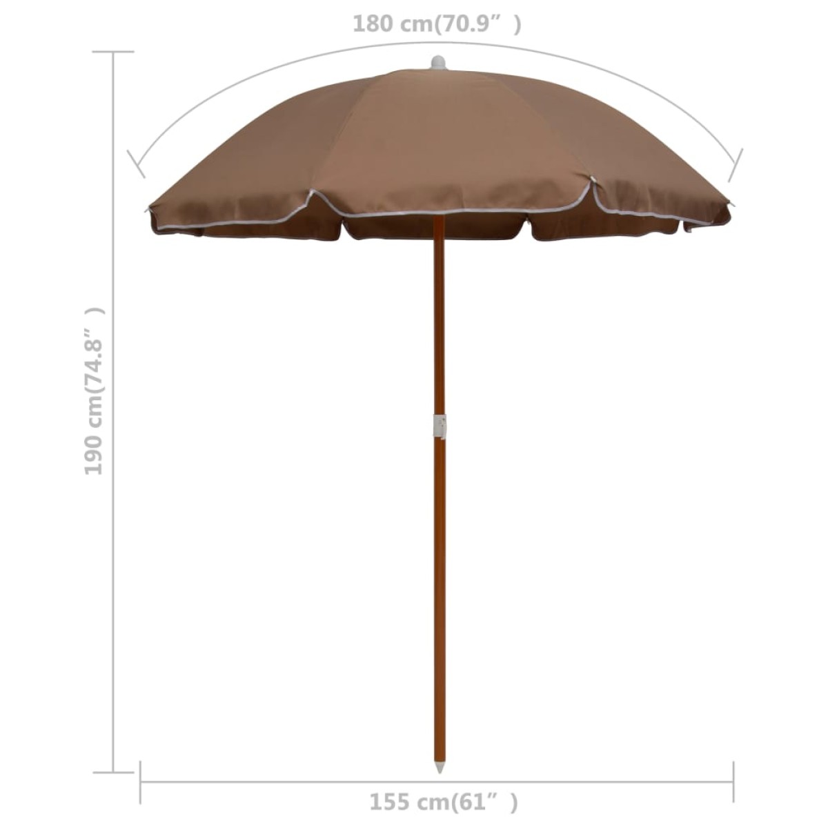 vidaXL Ομπρέλα Taupe 180 εκ. με Ατσάλινο Ιστό
