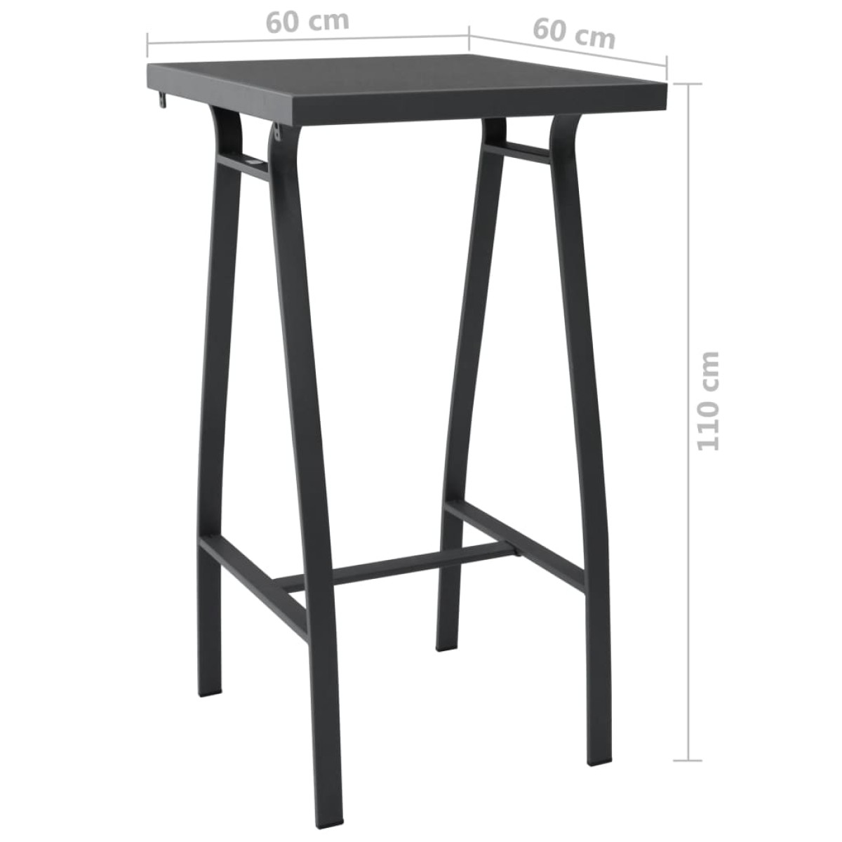 vidaXL Τραπέζι Μπαρ Κήπου Μαύρο 60 x 60 x 110 εκ. από Ψημένο Γυαλί