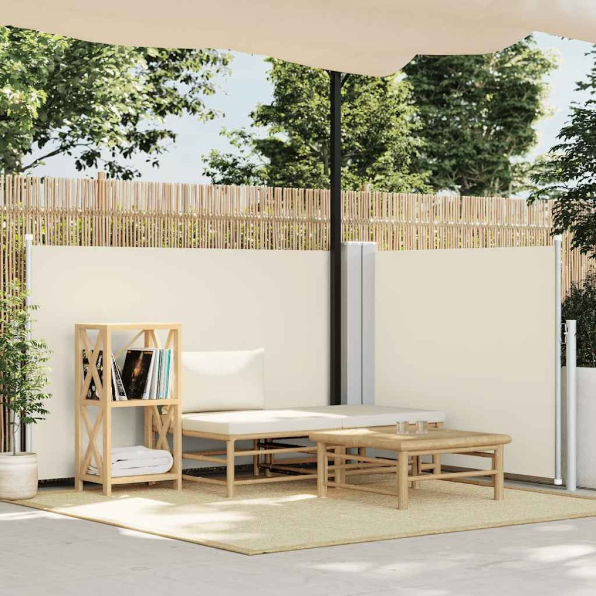 vidaXL Σκίαστρο Πλαϊνό Συρόμενο Κρεμ 120 x 600 εκ.