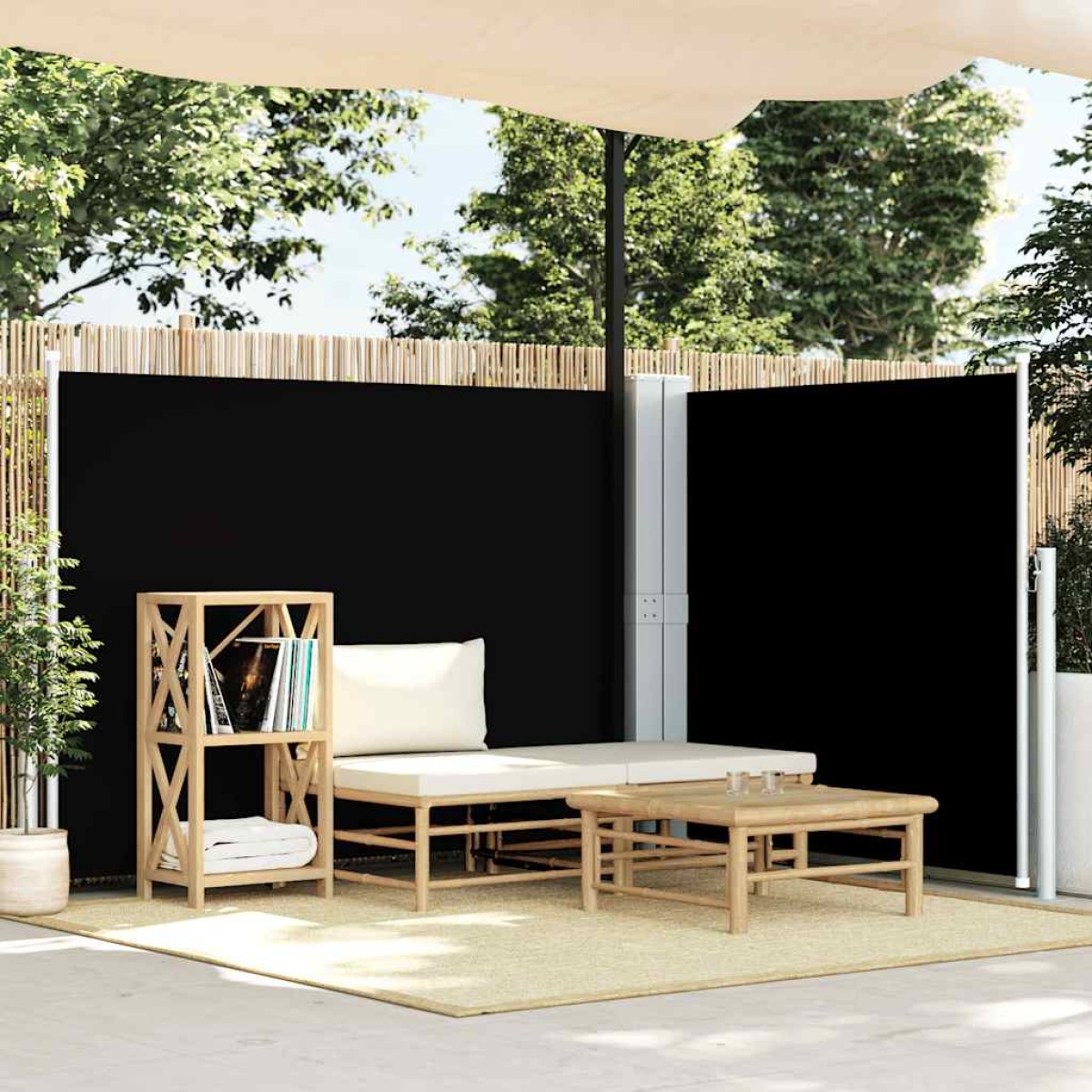 vidaXL Σκίαστρο Πλαϊνό Συρόμενο Μαύρο 140 x 600 εκ.