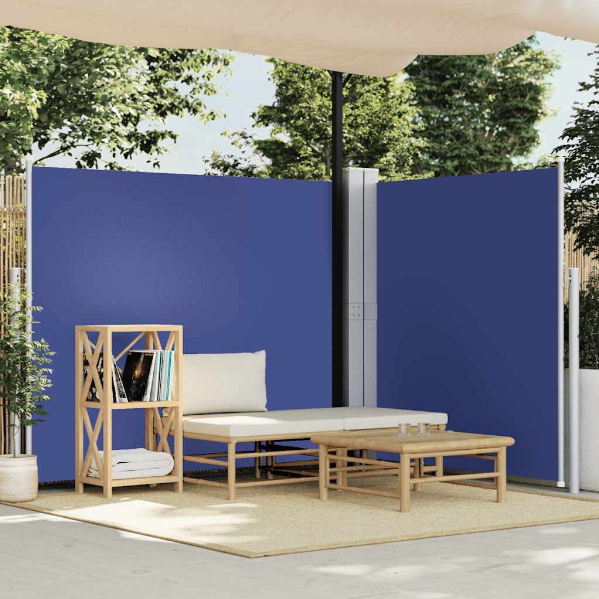 vidaXL Σκίαστρο Πλαϊνό Συρόμενο Μπλε 160 x 600 εκ.