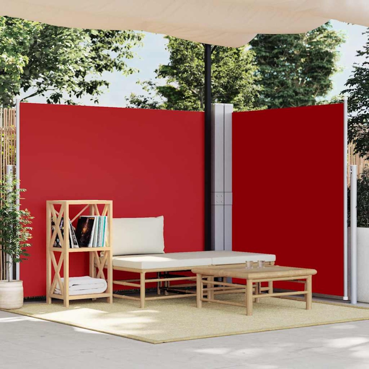 vidaXL Σκίαστρο Πλαϊνό Συρόμενο Κόκκινο 170 x 600 εκ.
