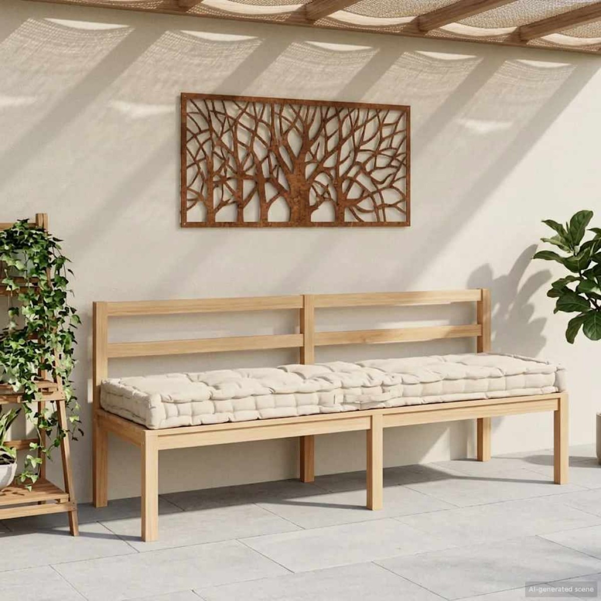 vidaXL Μαξιλάρα Δαπέδου / Παλέτας Μπεζ 120 x 40 x 7 εκ. Βαμβακερή