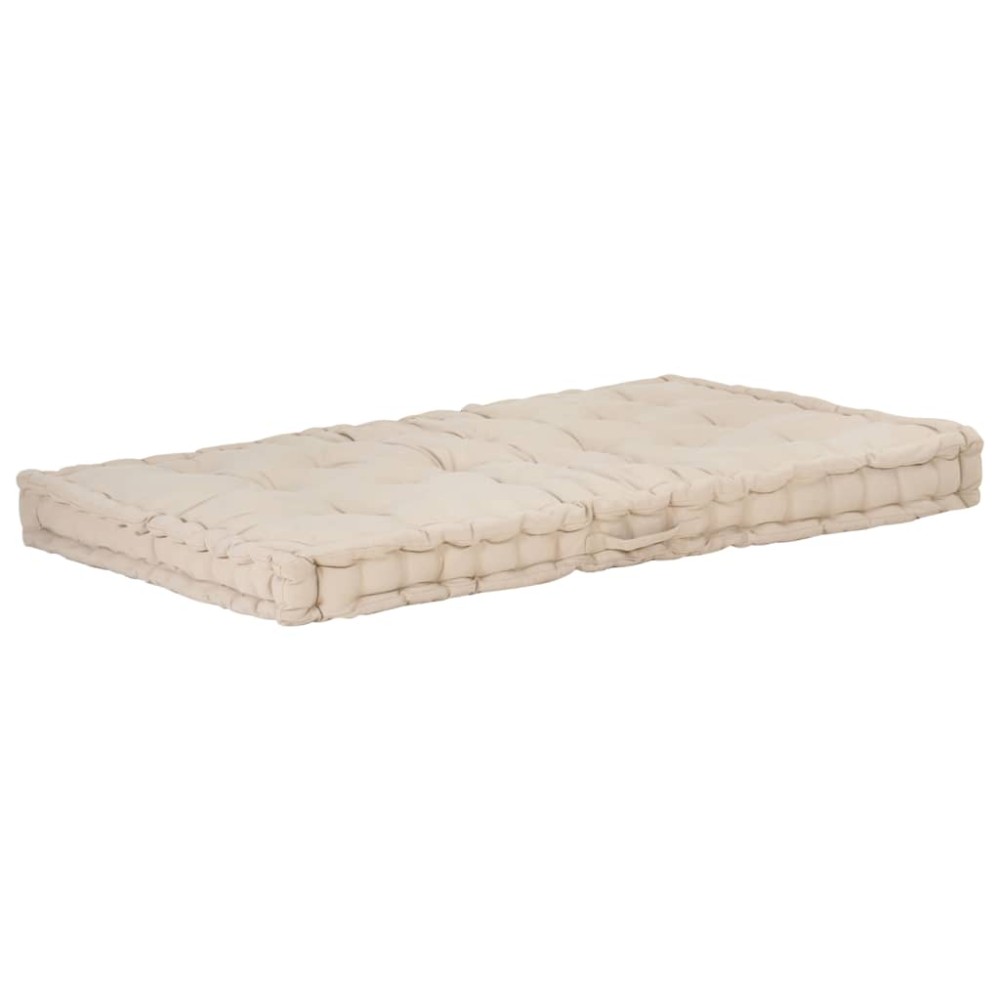 vidaXL Μαξιλάρα Δαπέδου / Παλέτας Μπεζ 120 x 80 x 10 εκ. Βαμβακερή