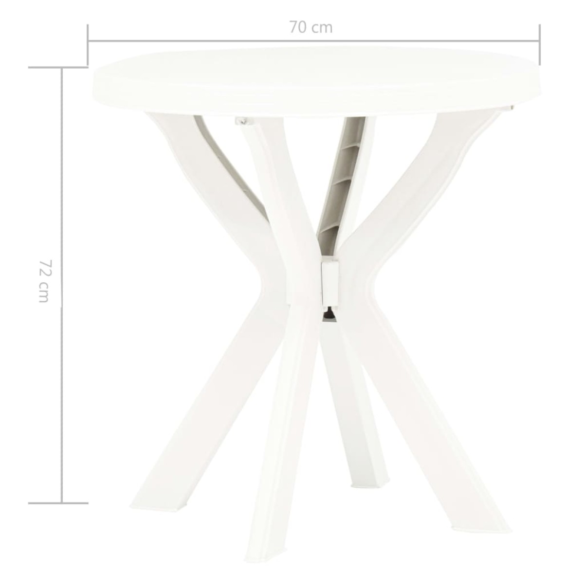 vidaXL Τραπέζι Bistro Λευκό Ø70 εκ. Πλαστικό