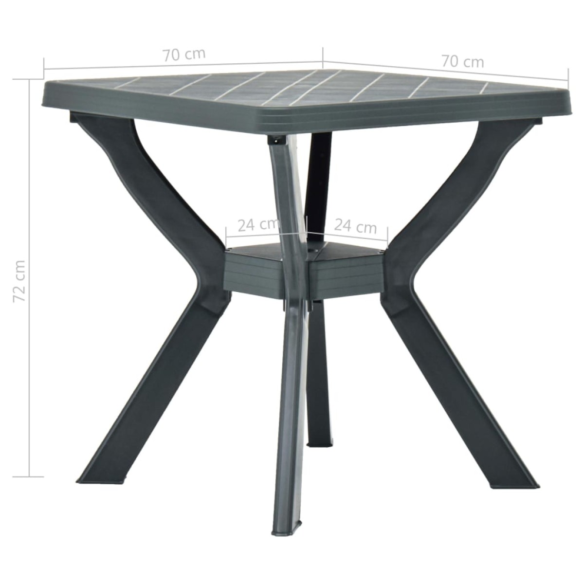 vidaXL Τραπέζι Bistro Ανθρακί 70 x 70 x 72 εκ. Πλαστικό