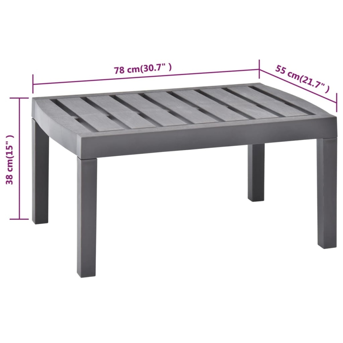 vidaXL Τραπέζι Κήπου Μόκα 78 x 55 x 38 εκ. Πλαστικό