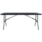 vidaXL Τραπέζι Κήπου Πτυσσόμ. Μαύρο 180x75x72 εκ. HDPE Απομίμηση Ρατάν