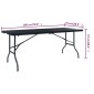 vidaXL Τραπέζι Κήπου Πτυσσόμ. Μαύρο 180x75x72 εκ. HDPE Απομίμηση Ρατάν