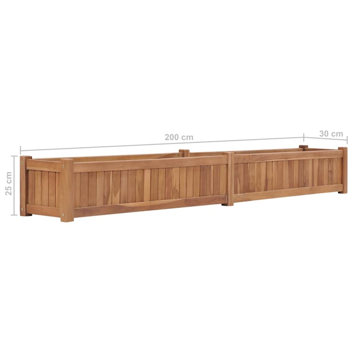 vidaXL Ζαρντινιέρα Υπερυψωμένη 200 x 30 x 25 εκ. από Μασίφ Ξύλο Teak