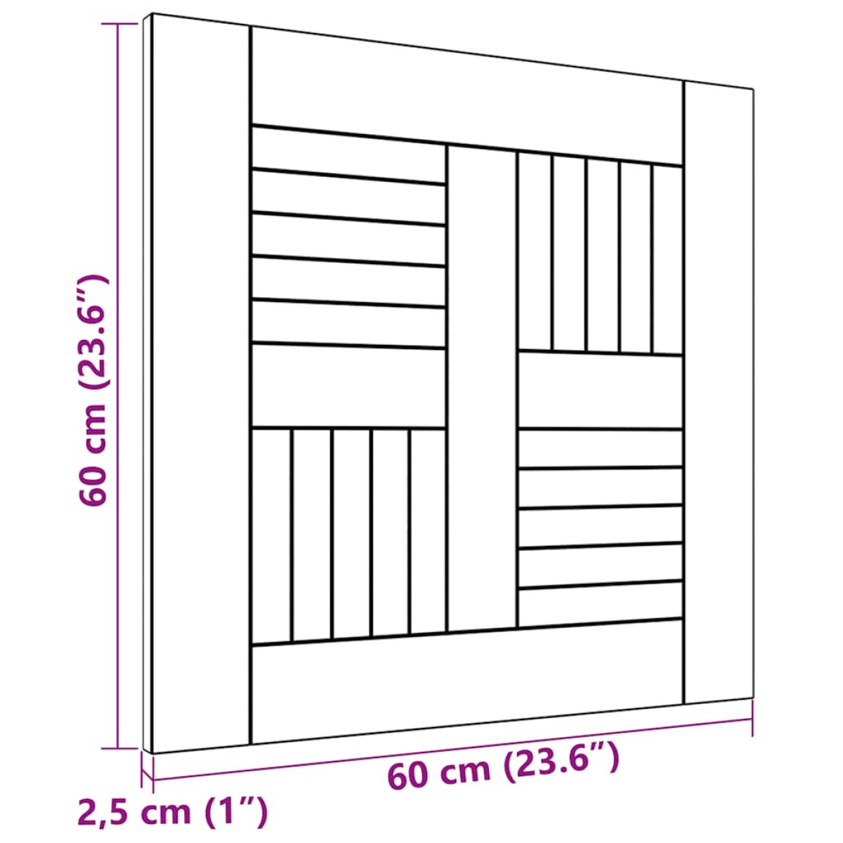 vidaXL Επιφάνεια Τραπεζιού 60 x 60 x 2,5 εκ. Μασίφ Ξύλο Teak