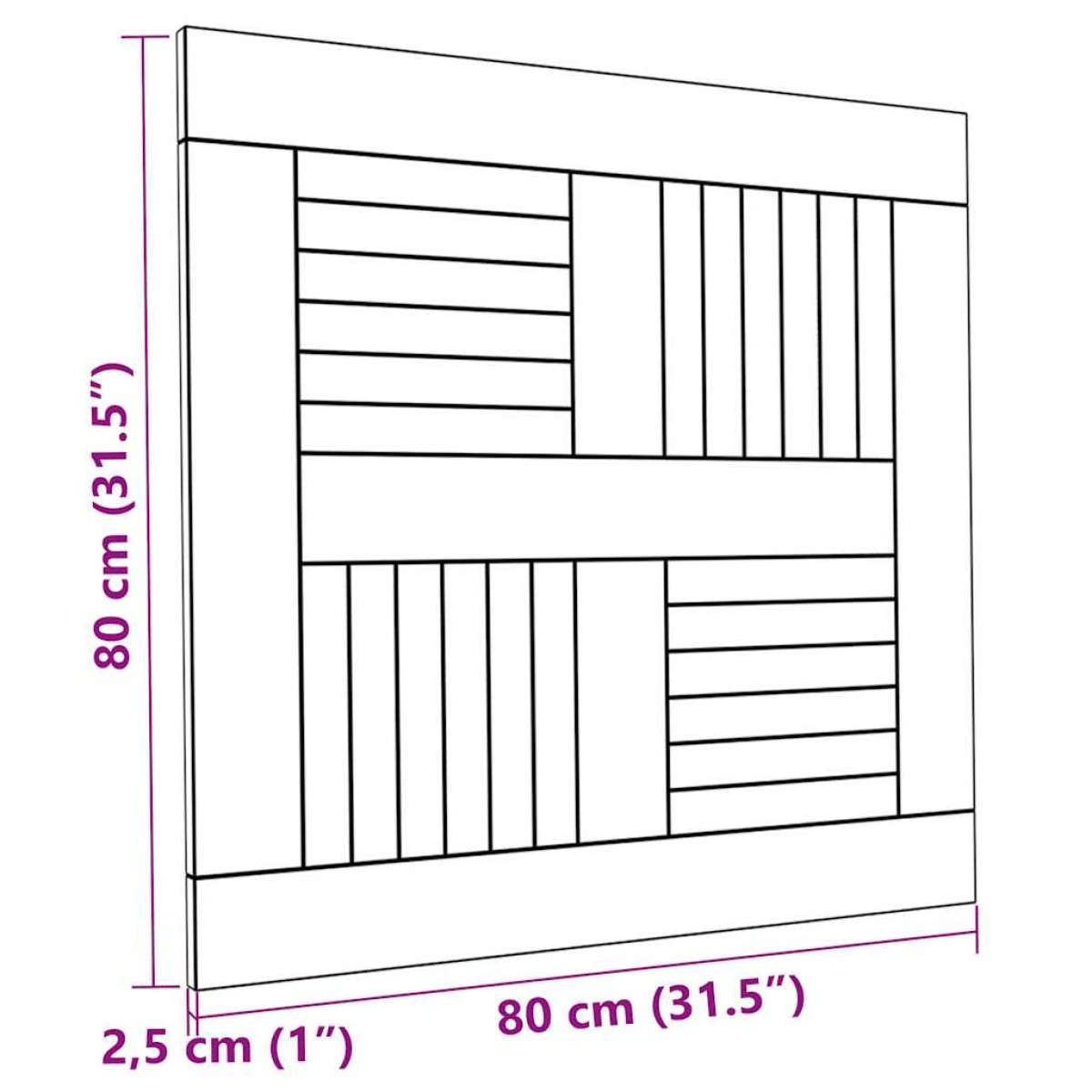 vidaXL Επιφάνεια Τραπεζιού Τετράγωνη 80x80x2,5 εκ. Μασίφ Ξύλο Teak