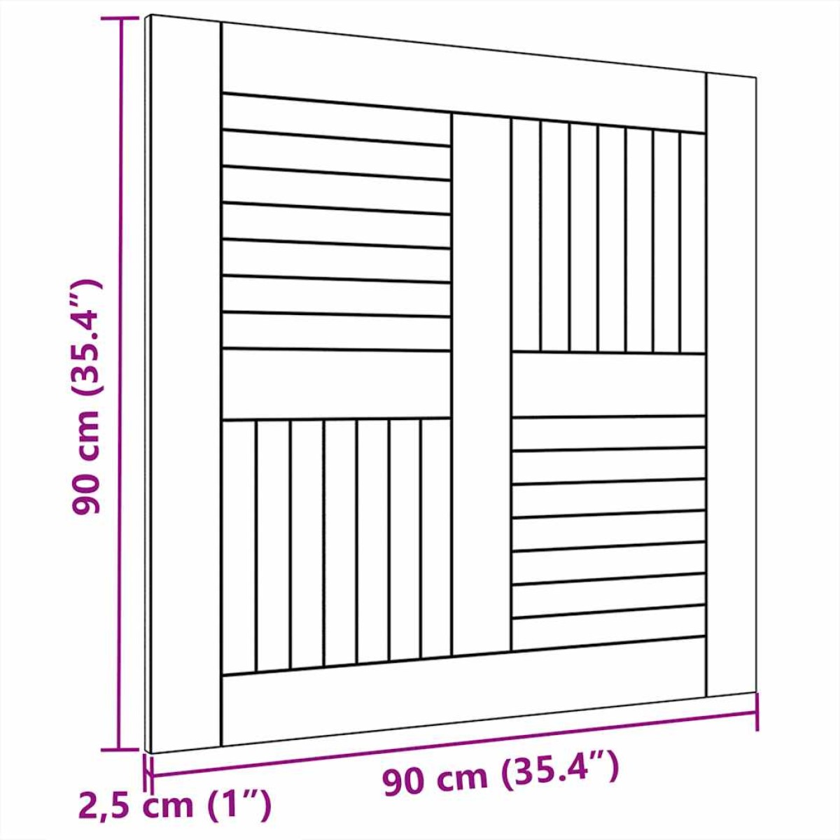 vidaXL Επιφάνεια Τραπεζιού Τετράγωνη 90x90x2,5 εκ. Μασίφ Ξύλο Teak