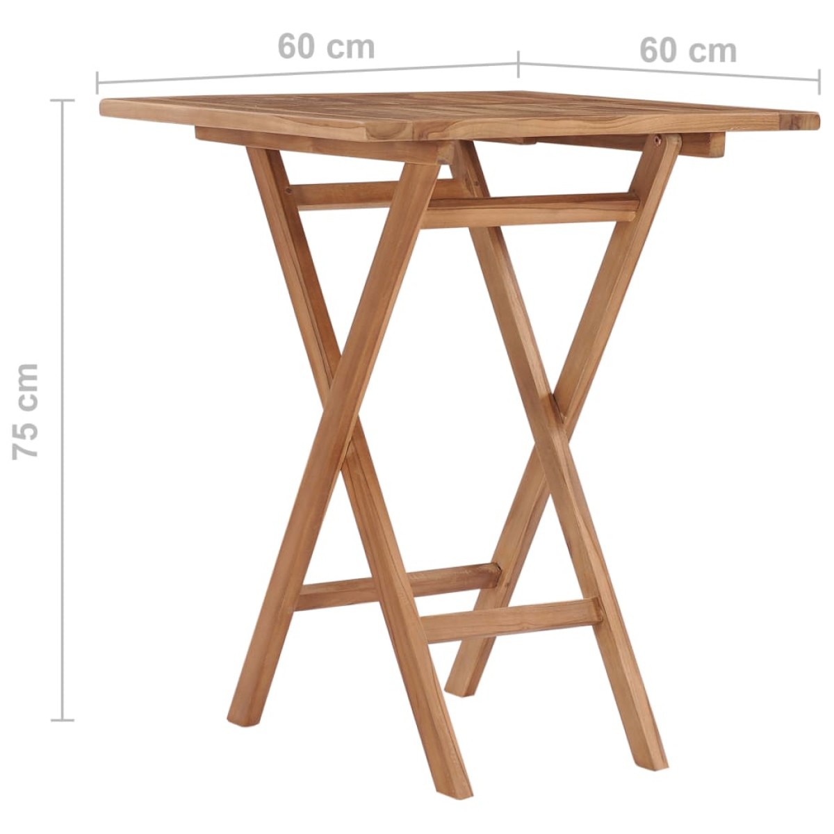 vidaXL Τραπέζι Κήπου Πτυσσόμενο 60 x 60 x 75 εκ. από Μασίφ Ξύλο Teak