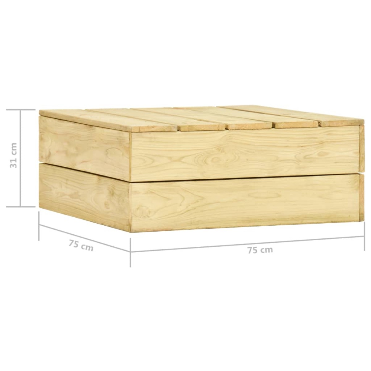 vidaXL Τραπέζι Κήπου 75 x 75 x 31 εκ. από Εμποτισμένο Ξύλο Πεύκου