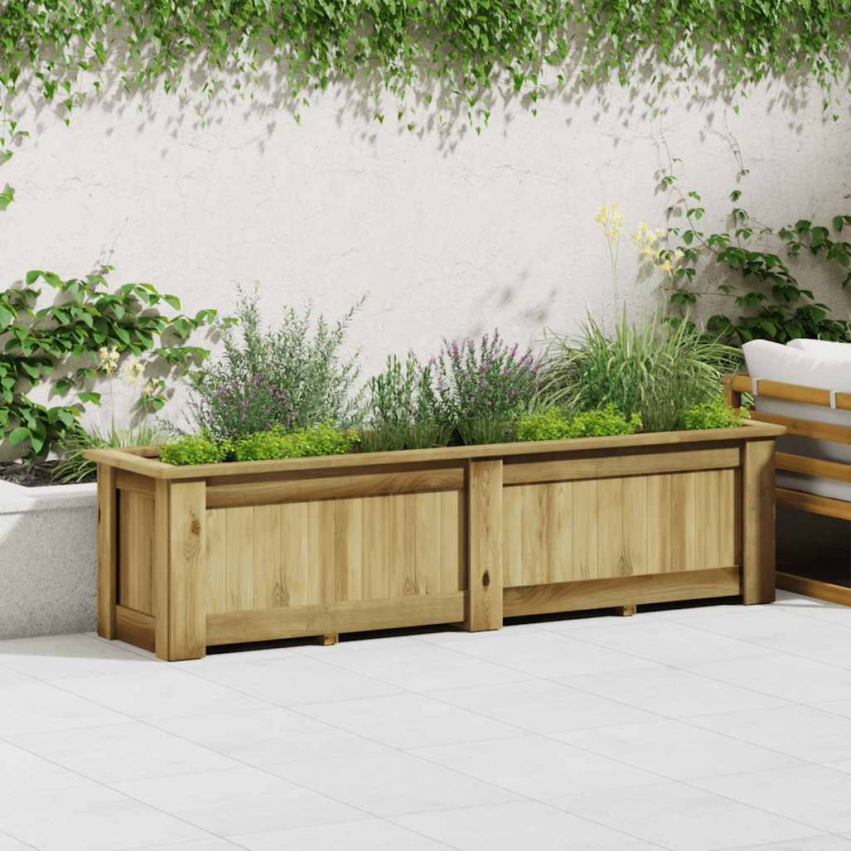 vidaXL Υπερυψωμένη Γλάστρα 196 x 50 x 50 εκ. Εμποτισμένο Ξύλο Πεύκου
