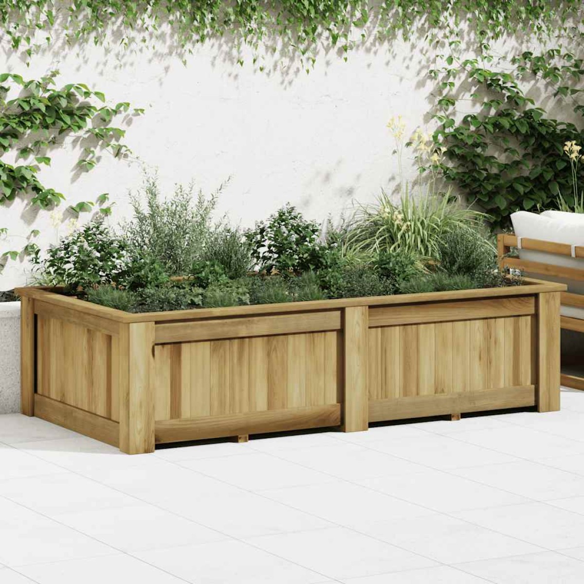 vidaXL Υπερυψωμένη Γλάστρα 196 x 100 x 50 εκ. Εμποτισμένο Ξύλο Πεύκου