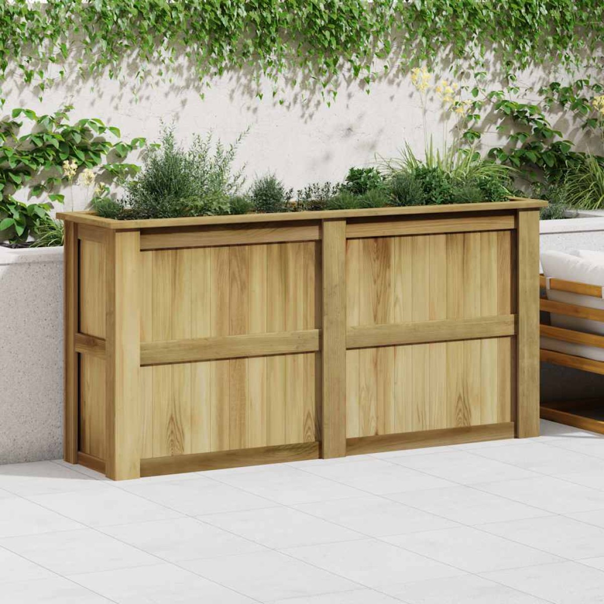 vidaXL Υπερυψωμένη Γλάστρα 196 x 50 x 100 εκ. Εμποτισμένο Ξύλο Πεύκου