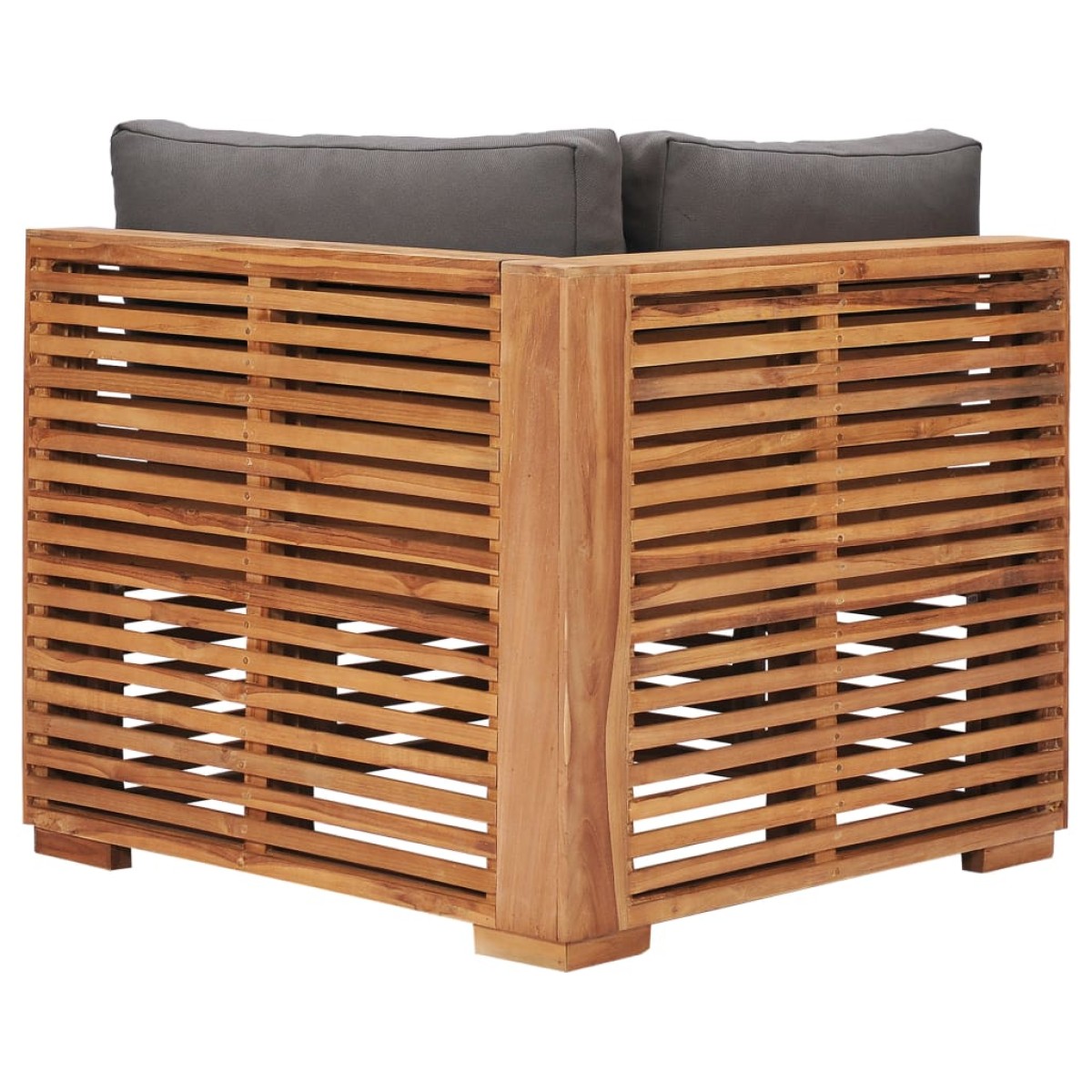 vidaXL Καναπές Κήπου Γωνιακός από Μασίφ Ξύλο Teak με Γκρι Μαξιλάρι