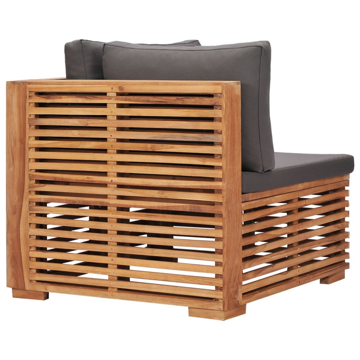 vidaXL Καναπές Κήπου Γωνιακός από Μασίφ Ξύλο Teak με Γκρι Μαξιλάρι