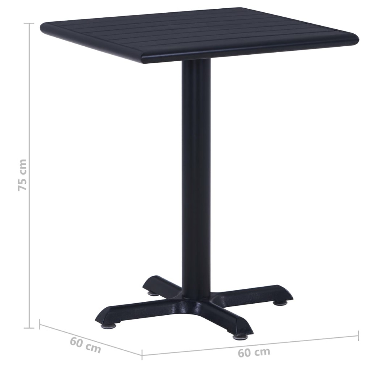 vidaXL Τραπέζι Κήπου Μαύρο 60 x 60 x 75 εκ.