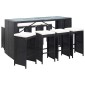 vidaXL Σετ Επίπλων Μπαρ Εξωτερικού Χώρου 9 τεμ. Μαύρο Συνθετικό Ρατάν