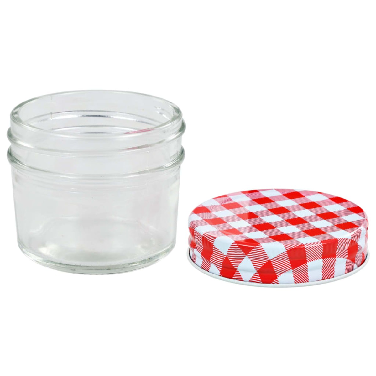 vidaXL Βάζα Μαρμελάδας 24 τεμ. 110 ml Γυάλινα με Κόκκινα/Λευκά Καπάκια