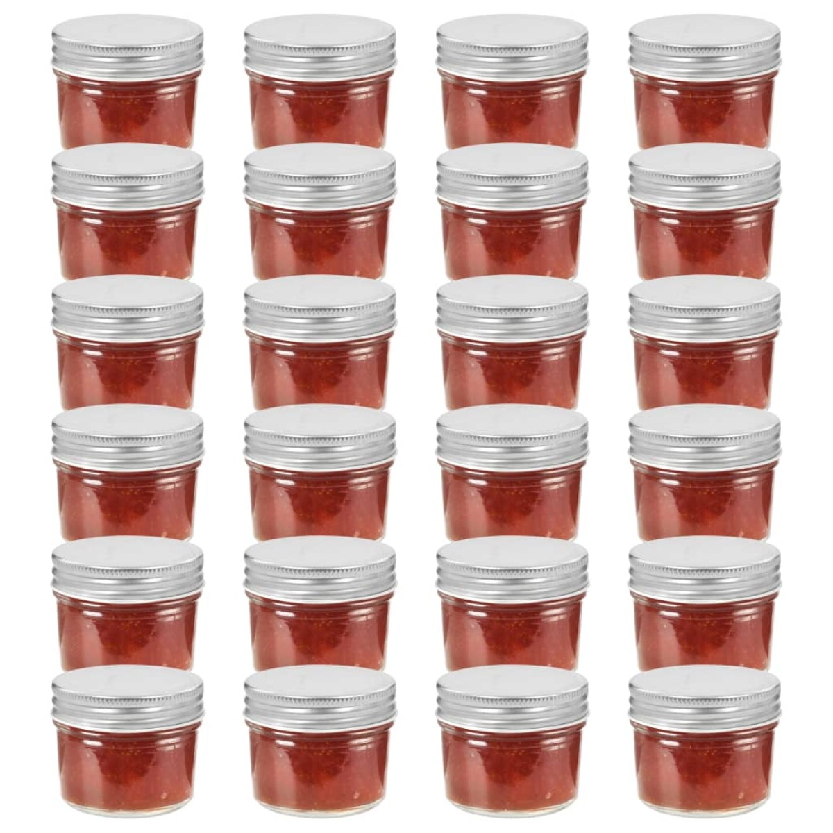 vidaXL Βάζα Μαρμελάδας 24 τεμ. 110 ml Γυάλινα με Ασημένια Καπάκια