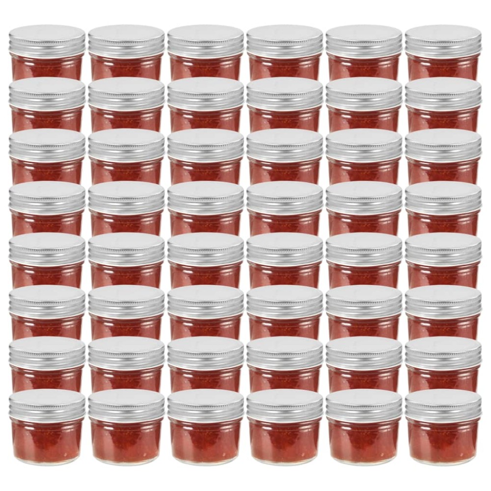 vidaXL Βάζα Μαρμελάδας 48 τεμ. 110 ml Γυάλινα με Ασημένια Καπάκια