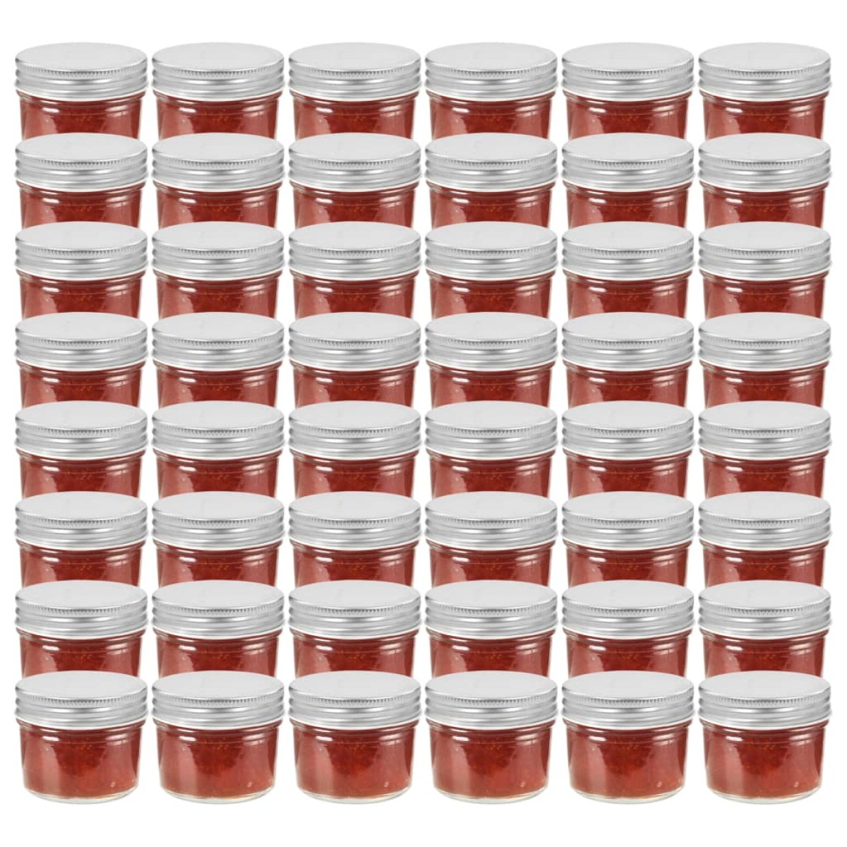 vidaXL Βάζα Μαρμελάδας 48 τεμ. 110 ml Γυάλινα με Ασημένια Καπάκια