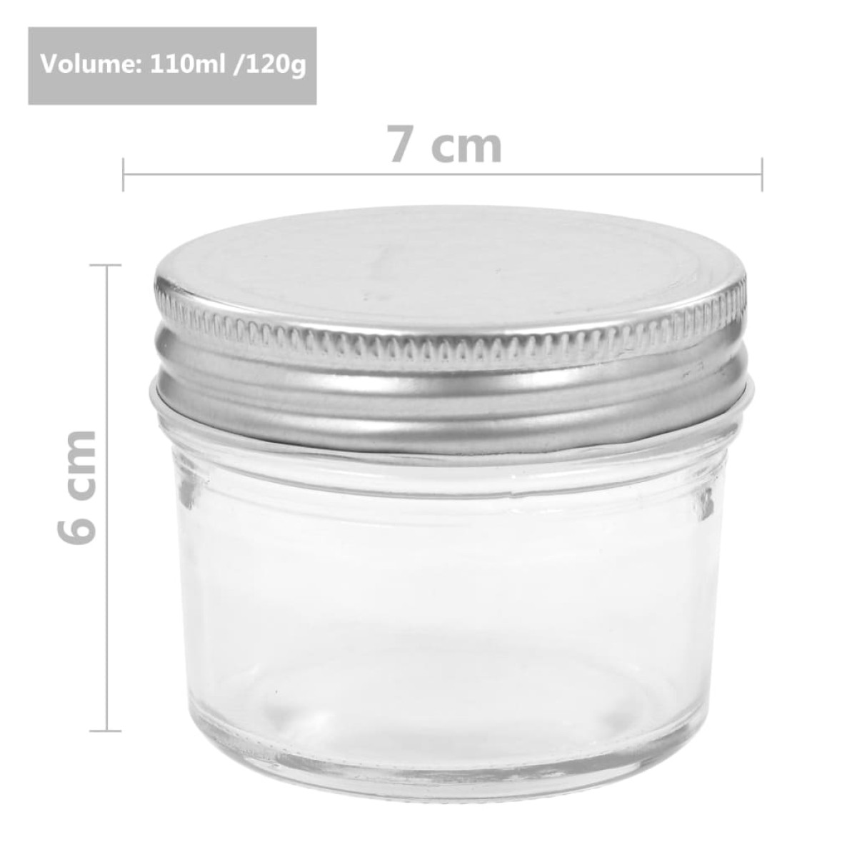 vidaXL Βάζα Μαρμελάδας 48 τεμ. 110 ml Γυάλινα με Ασημένια Καπάκια